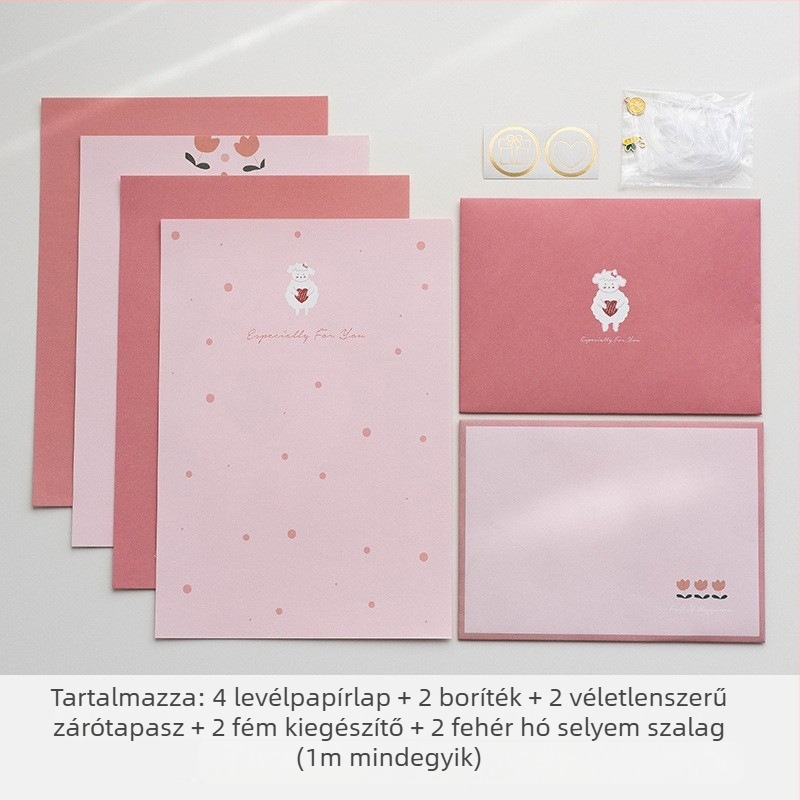 Levélpapír és boríték készlet, modell XZ006, boríték stílus, Senyu Leaf — ajándékba kész