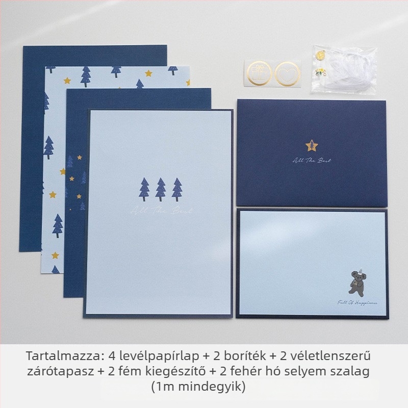Levélpapír és boríték készlet, modell XZ006, boríték stílus, Senyu Leaf — ajándékba kész