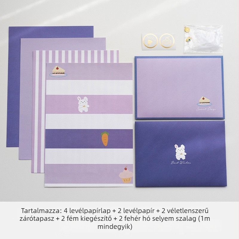 Levélpapír és boríték készlet, modell XZ006, boríték stílus, Senyu Leaf — ajándékba kész