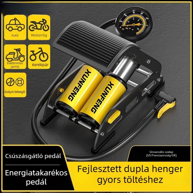 Lábpedálos autógumi töltő digitális kijelzővel, 240V, 220W, több mint két henger, riasztó fény