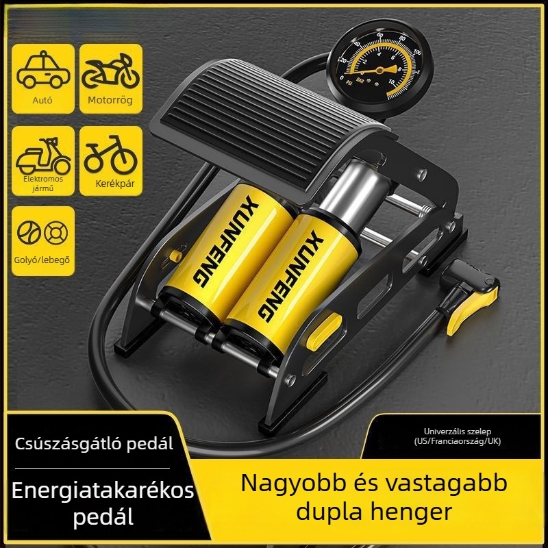 Lábpedálos autógumi töltő digitális kijelzővel, 240V, 220W, több mint két henger, riasztó fény