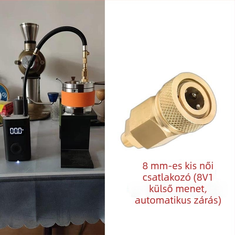 Kézi magasnyomású pumpa 8 mm-es gyorscsatlakozóval és női–férfi menetátalakító adapterrel DIY kávégéphez