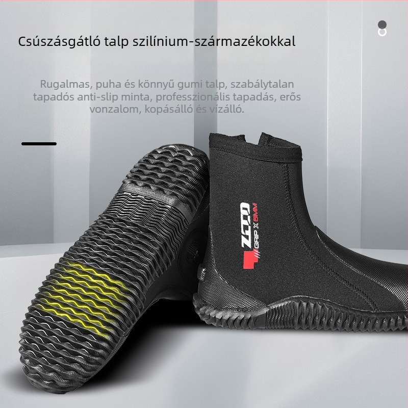 Folyóparti túracipő neopren felsőrésszel, oldalsó cipzárral, csúszásmentes, kopásálló gumitalppal, középmagasság, vulkanizált talppal