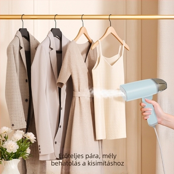 Kézi ruhagőzölő – hordozható, tartály 0.8 L, 111–240 V, 50 W, mechanikus üzemmód, belső PET tartály