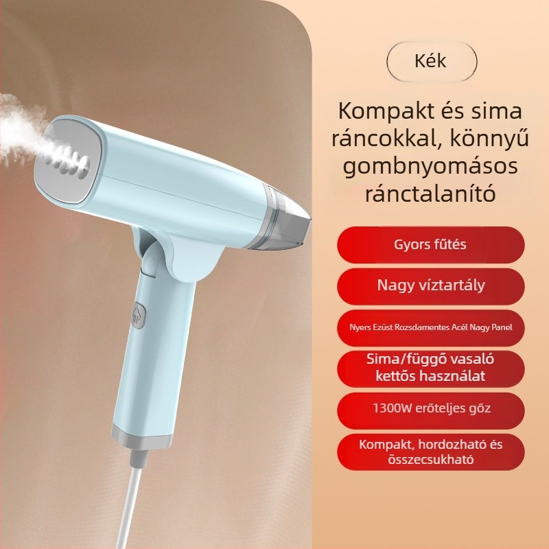 Kézi ruhagőzölő – hordozható, tartály 0.8 L, 111–240 V, 50 W, mechanikus üzemmód, belső PET tartály