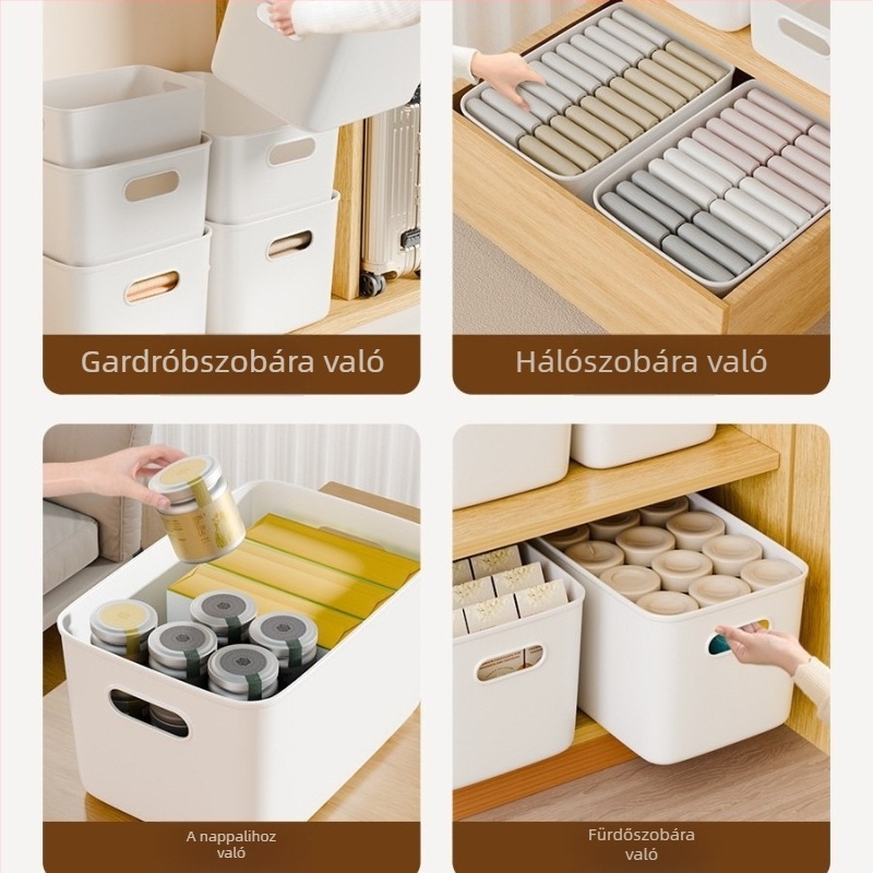 Asztali tároló doboz, PP műanyag tároló, modell Hk-25101501, kapacitás 18, modern minimalist stílus, nappaliba megfelelő