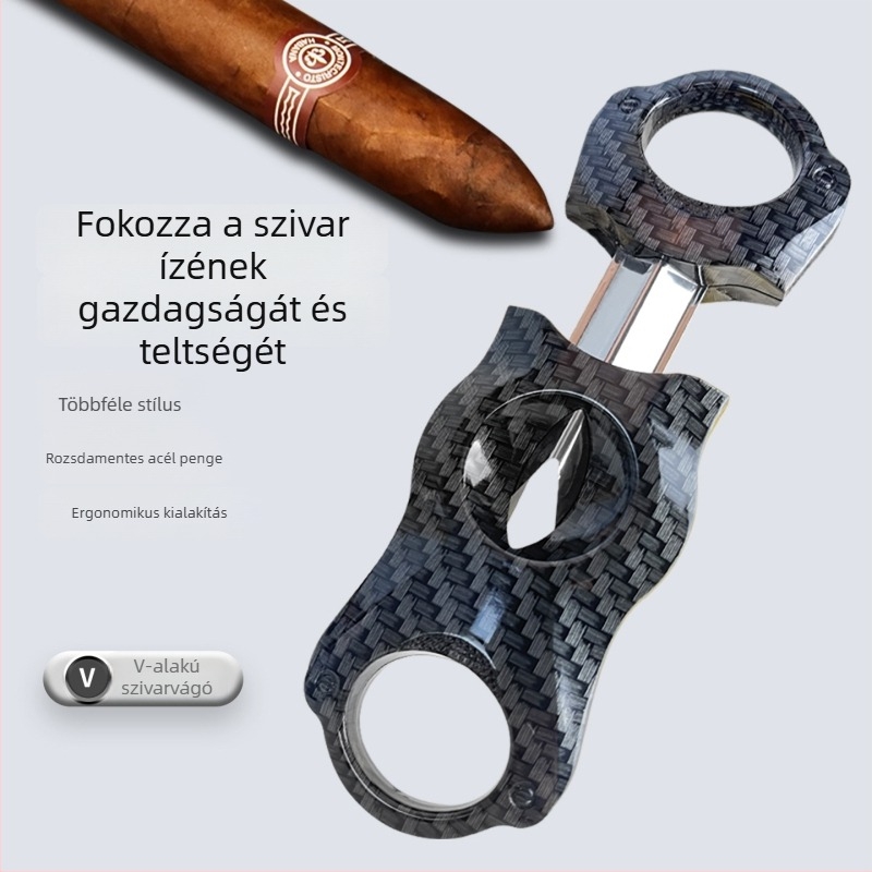 V alakú szivarvágó, kiváló minőségű rozsdamentes acélból, hordozható