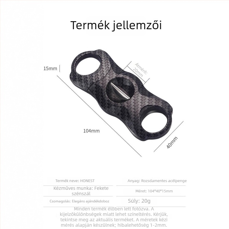 Szivarolló, kézműves, karbonszálas felület, rozsdamentes acél, Zhejiang eredet