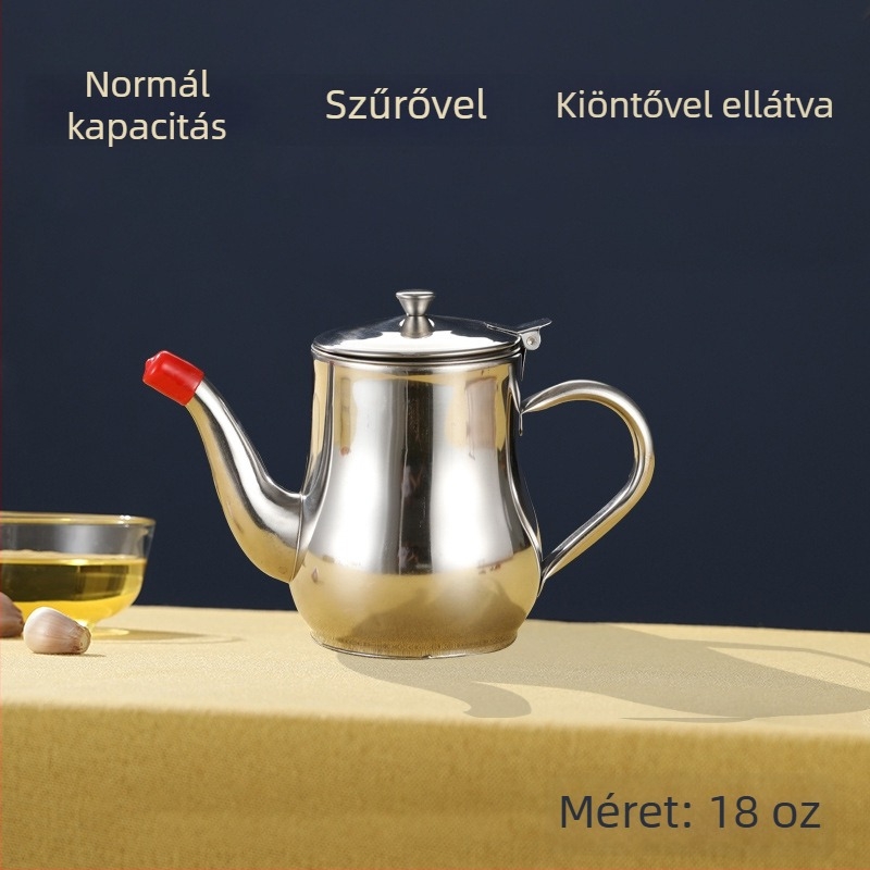 Rozsdamentes acélból készült olajtartó szűrővel – szivárgásmentes, szójaszósz és fűszerek tárolására, többször használható olajtartó