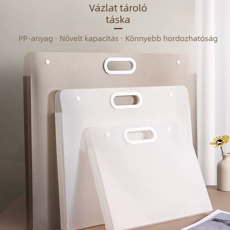 Hordozható rajzalbum kapcsos zárással, PP anyag, művészeti tároló mappa