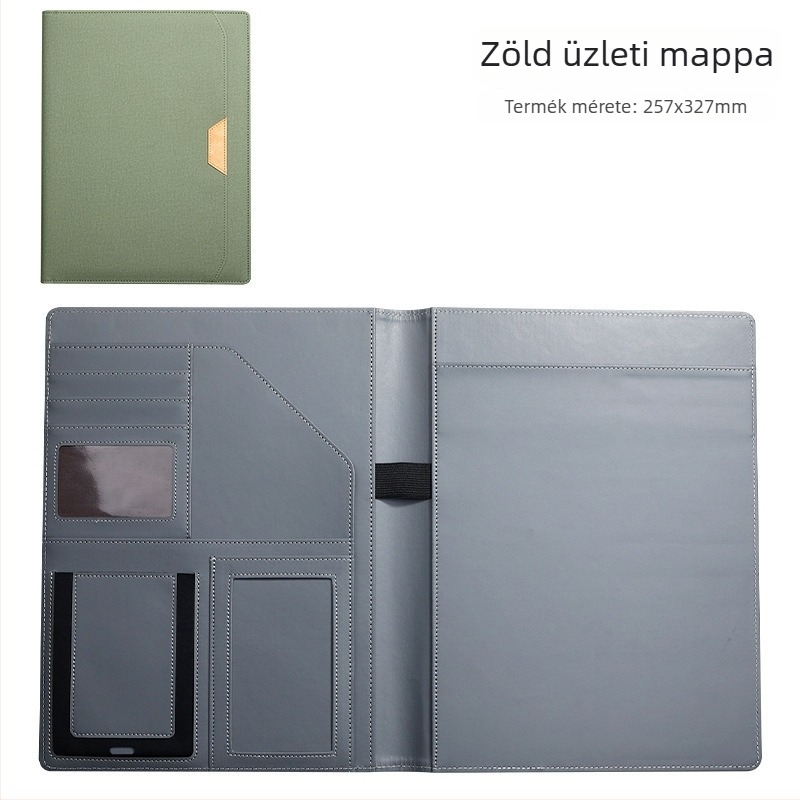 PU bőr A4 dokumentum mappa – Többfunkciós üzleti mappa tárgyalásokhoz és szerződésekhez, erős egykpontos klipe, klipsz mérete 123 mm, tábla vastagsága 2 mm, hátsó szélesség 257×327 mm