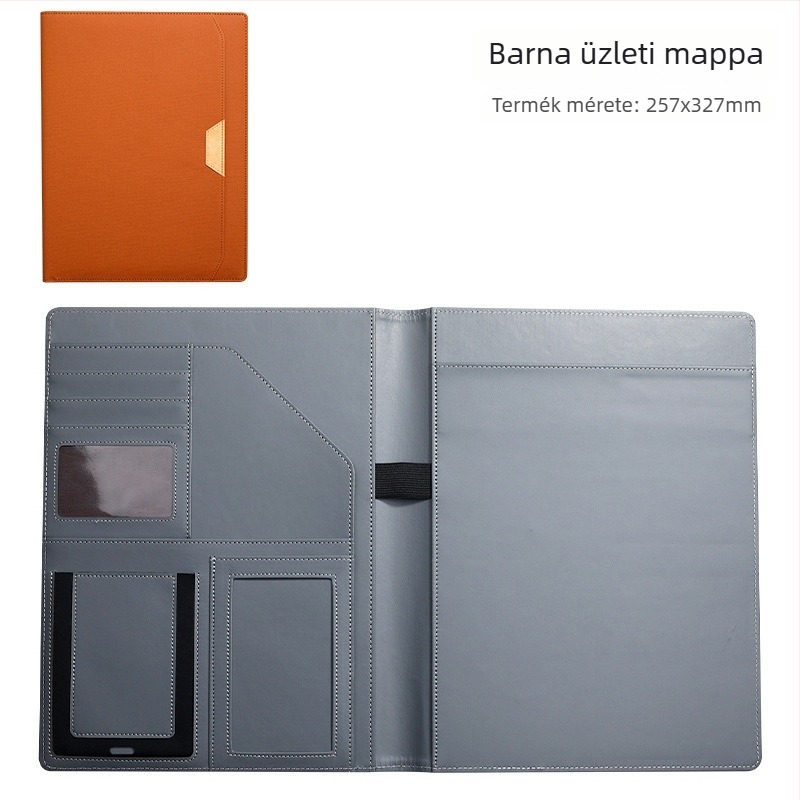 PU bőr A4 dokumentum mappa – Többfunkciós üzleti mappa tárgyalásokhoz és szerződésekhez, erős egykpontos klipe, klipsz mérete 123 mm, tábla vastagsága 2 mm, hátsó szélesség 257×327 mm