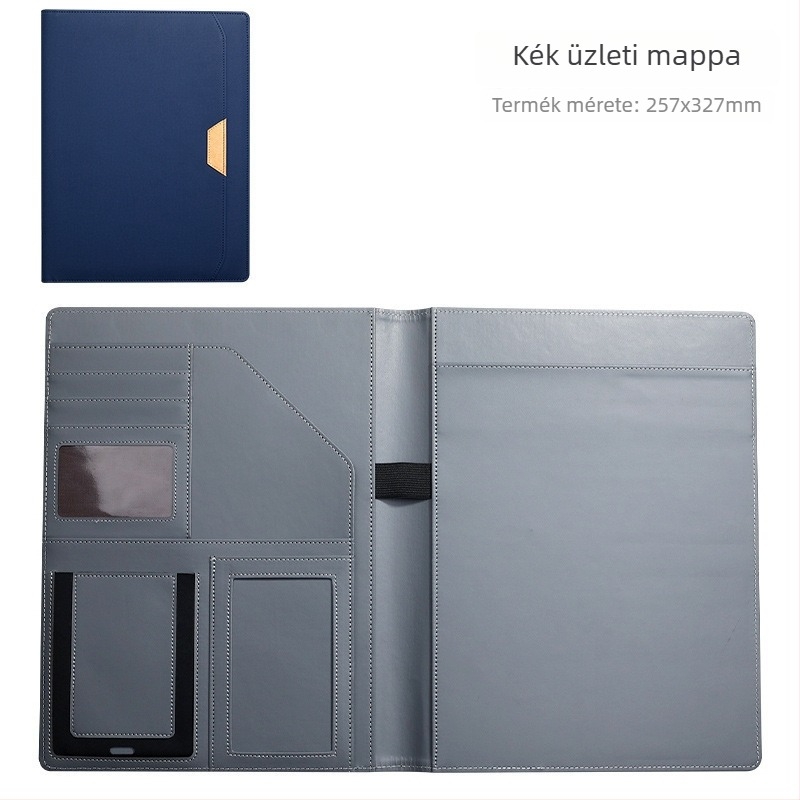 PU bőr A4 dokumentum mappa – Többfunkciós üzleti mappa tárgyalásokhoz és szerződésekhez, erős egykpontos klipe, klipsz mérete 123 mm, tábla vastagsága 2 mm, hátsó szélesség 257×327 mm