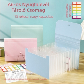 A6 mini 13-zsebes akordion mappa, PP anyag, testreszabás, logó nyomtatás (Modell sy241226)