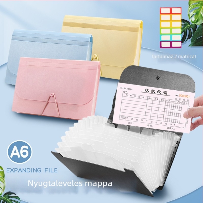A6 mini 13-zsebes akordion mappa, PP anyag, testreszabás, logó nyomtatás (Modell sy241226)