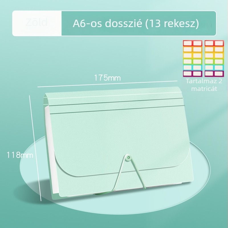 A6 mini 13-zsebes akordion mappa, PP anyag, testreszabás, logó nyomtatás (Modell sy241226)