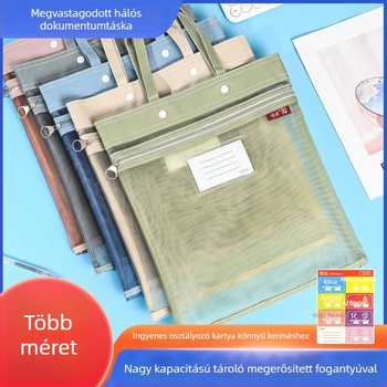 Yifa iskolai irattáska cipzárral, nejlonhálós anyag, minimalist design