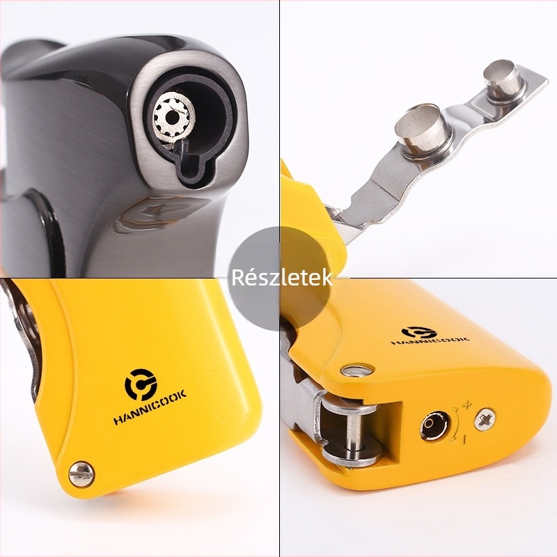 Szivarolló és szélvédett öngyújtó készlet, cinkötvözet, bután, beépített világítás