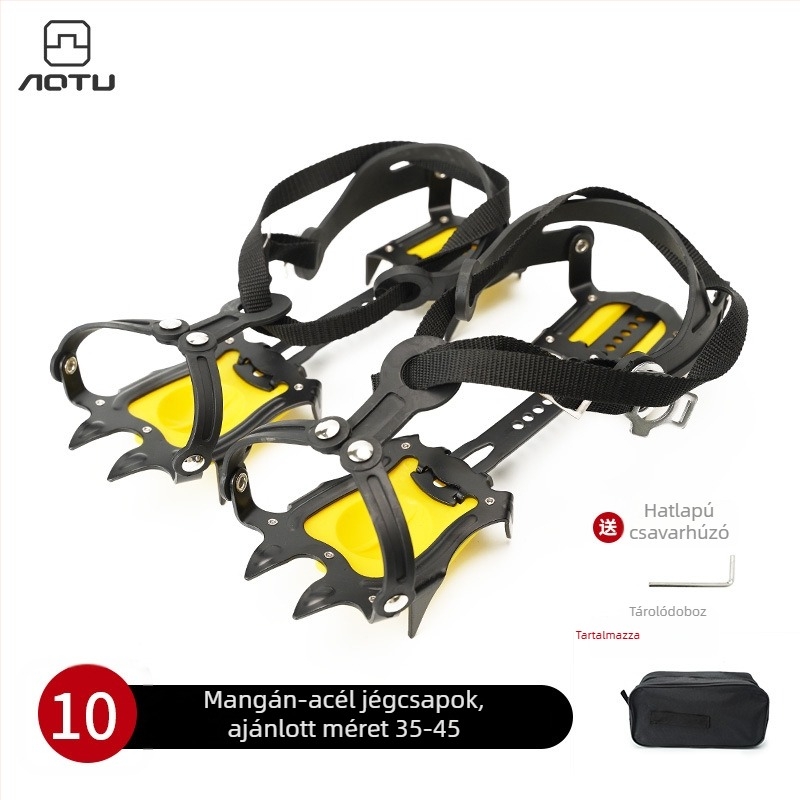 Csúszásmentes cipővédő 10‑fogas jégcsapokkal, mangánacélból, szélesség 10 cm, csomag 80 darab