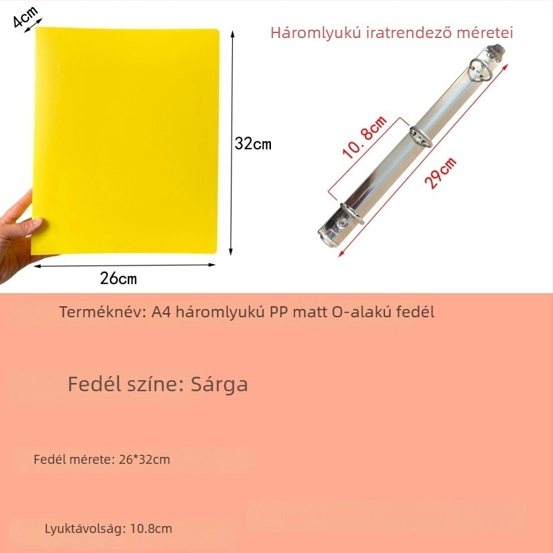 3-lyukas A4-es irattartó, matt PP borító, több színű kártyatartó fedél, levehető irattartó lapok