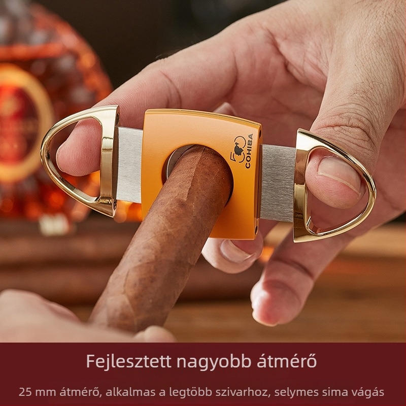 50. évfordulós szivarvágó és fogó készlet rozsdamentes acélból, nagy átmérőjű, kétélű, hordozható perforáló eszköz ajándékdobozban