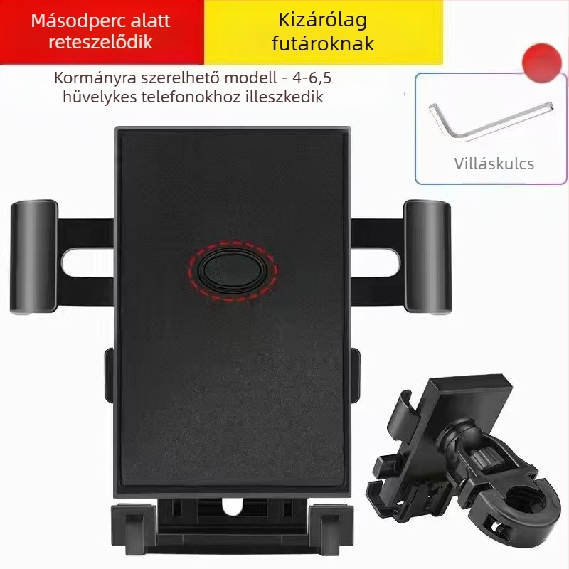 Alumínium telefon tartó rezgésmentesítéssel elektromos robogókhoz, motorkerékpárokhoz és kerékpárokhoz — snap-on rögzítés