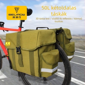 Vászon kerékpár hátsó pannier, belső bélés, kapacitás 30/43/50 L, modell Canvas pannier, márka Belirow