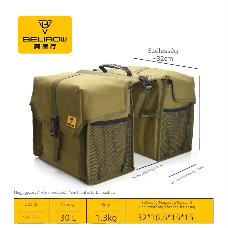 Vászon kerékpár hátsó pannier, belső bélés, kapacitás 30/43/50 L, modell Canvas pannier, márka Belirow