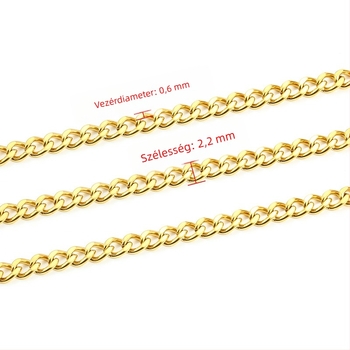 Rozsdamentes acél kubai lánc, uniszex, elektroplakolás, kétoldalas csiszolt felület, márka Huilte