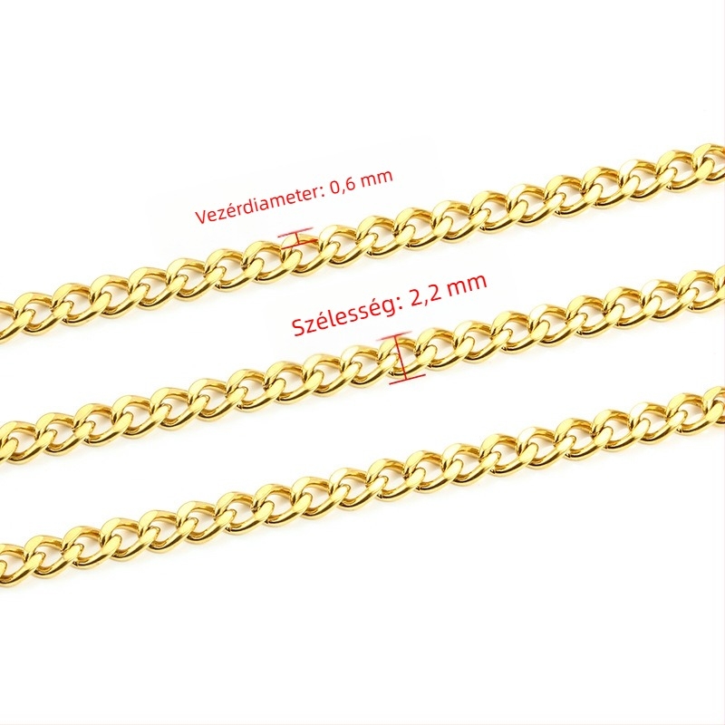 Rozsdamentes acél kubai lánc, uniszex, elektroplakolás, kétoldalas csiszolt felület, márka Huilte