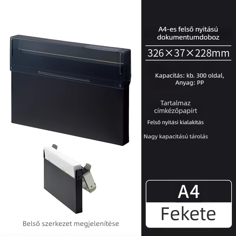 Lihit Lab felsőnyitású irattartó doboz táblás klipekkel, egyrészes klip, modell A-5092, klipsz mérete 1, általános papírméretekhez