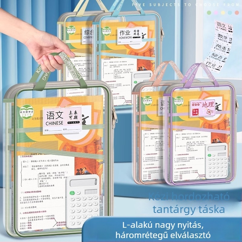 Caiou nylon hálós dokumentumtáska cipzárral, többszintes, L-alakú kialakítás, papírtégla forma (Brand: Caiou Stationery; Material: Nylon mesh; Closure: Zipper; Shape: Paper brick)