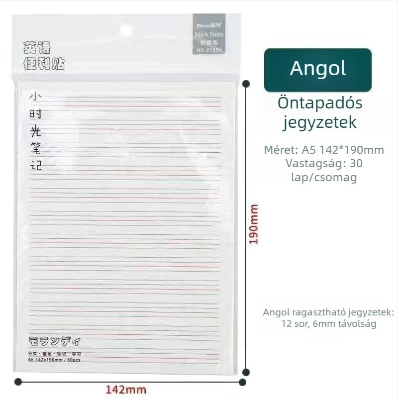 Öntapadós jegyzetek – Hordozható négyzet alakú jegyzettömb vonalas belső oldalakkal