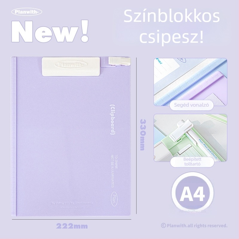 Planwith műanyag klipsz írófelülethez, egyrészes zár, logó nélkül, testreszabás nélkül