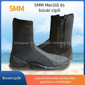 Búvárcipő - Magas szárú, Oldalsó cipzár, Kopásálló, Gumírozott felső rész, Gumírozott talp
