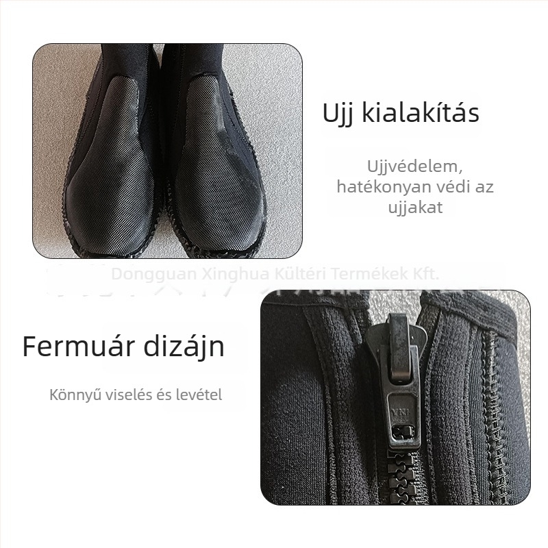 Búvárcipő - Magas szárú, Oldalsó cipzár, Kopásálló, Gumírozott felső rész, Gumírozott talp