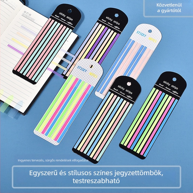 Macaron ultrafin hosszú szalag matricaként használható, PET fluoreszcens index jelöléshez, kiemelésre szolgáló jegyzetek, Insta-stílus jegyzetek, N-szer használható