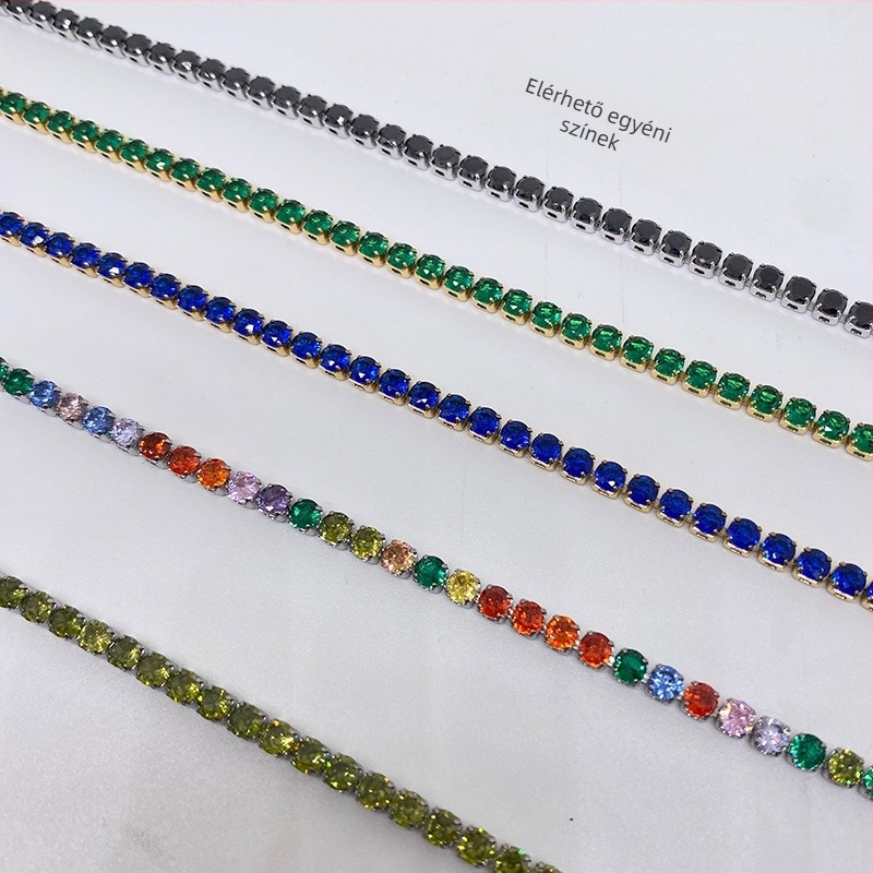Rozsdamentes acél karmás teniszköves lánc AAA cirkónnal, 18k aranyozott felület, DIY ékszer alkatrészek, színtartó