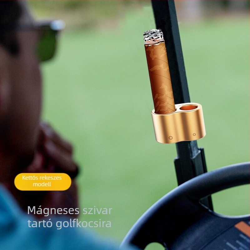 Mágneses szivar tartó golfkocsikhoz, dupla lyukú, alumínium, egyszerű stílus