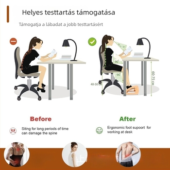 Íróasztal alatti lábtámasz, állítható, összecsukható, faanyagú, otthoni irodához, modern minimalista kialakítás