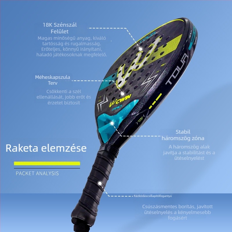 Kaiwei 4043 teniszütő szénszálas kerettel, 12K szénszálas húrok, tömeg 95–100 g, nyél G2