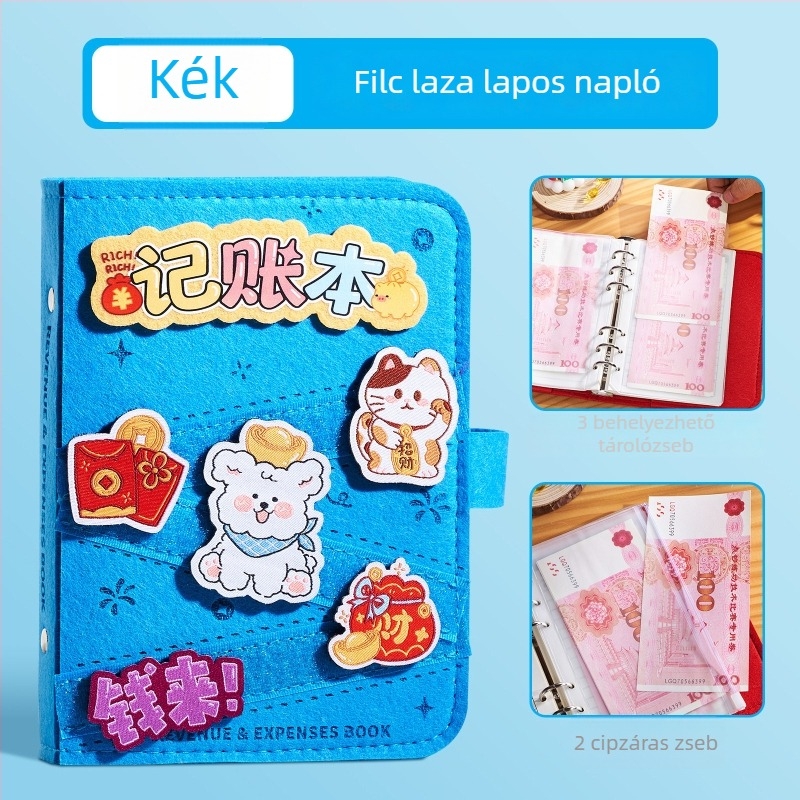 Új filc anyagból készült számviteli notesz családi pénzügyekhez — részletes kiadásnyilvántartás, levehető kötés, bizonylat-tárolás, minimalist stílus