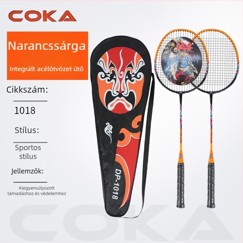 Coca márkájú tollasütő acélötvözet kerettel, nylon húrokkal, kezdőknek, 95–100 g, markolat vastagsága G5
