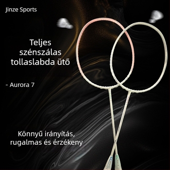 Badminton ütő Aurora 7 teljes karbon kerettel, ultrakönnyű, közepes merevség, súly 80–84 g