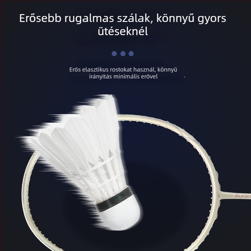 Badminton ütő Aurora 7 teljes karbon kerettel, ultrakönnyű, közepes merevség, súly 80–84 g