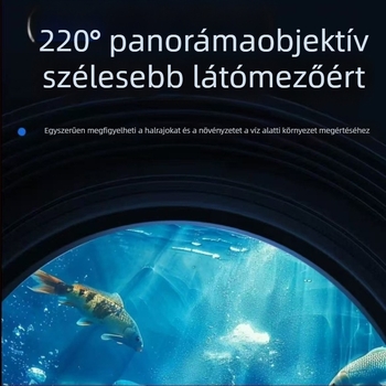 Víz alatti haldetektor 220° széles látómezővel, DC 10–18V táplálás, 0,6–30 m mélység, angol nyelvi támogatás