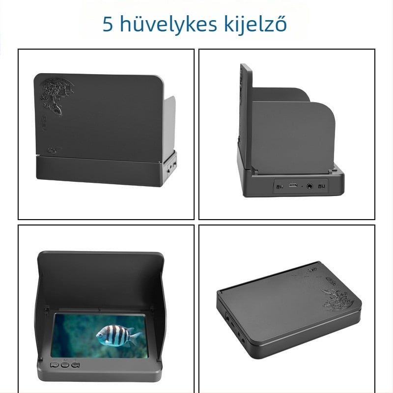 Víz alatti haldetektor 220° széles látómezővel, DC 10–18V táplálás, 0,6–30 m mélység, angol nyelvi támogatás