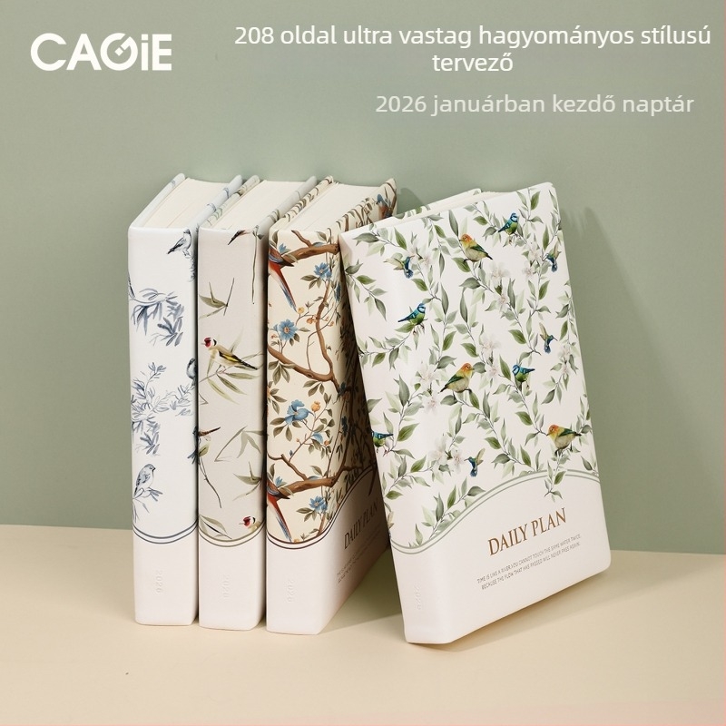 Napló: extravastag, kínai stílusú, naponta egy oldal, éves naptár (PU borító; varrott kötés; nyers fa cellulóz papír; 100 gsm; 300–400 oldal)