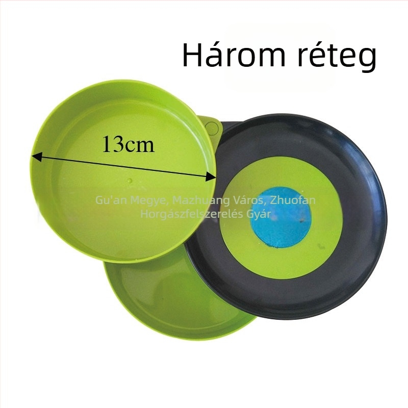 Zöld mágneses kétszintes etetőtál háromszintű dizájnnal és földelő kampóval