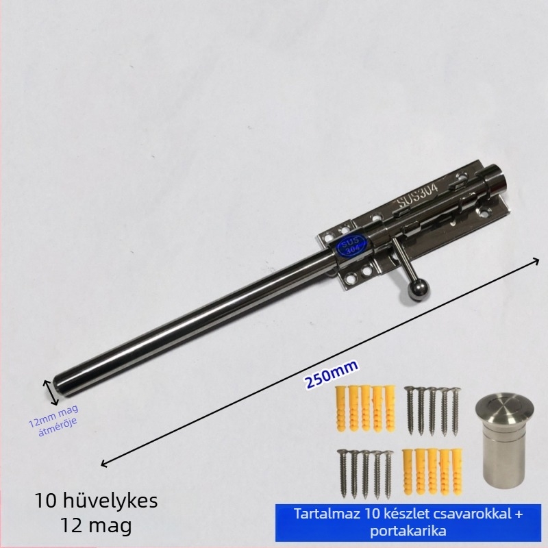 Ég és Föld típusú ajtózár-készlet, rozsdamentes acél, polírozott felület, felső és alsó záróegység porvédő kupakkal